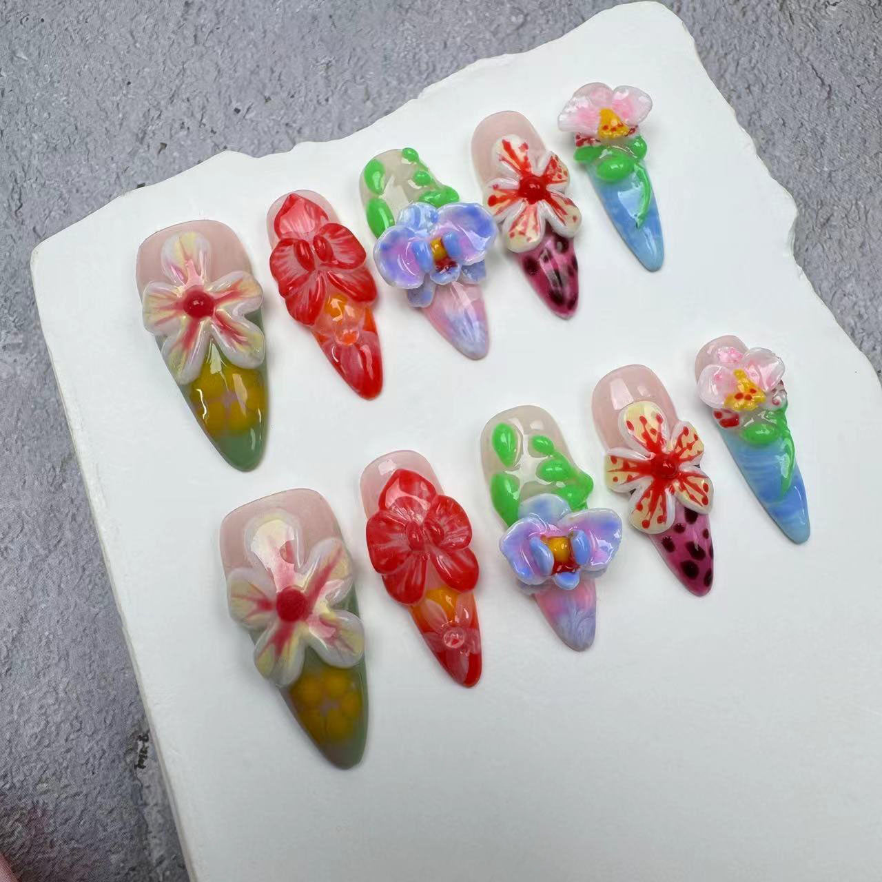3D Nails/custom press on nails/party press on nails/Flakes for nails/wedding nails gift/Japanese nails/Long nails/Almond nails