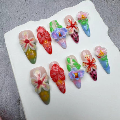 3D Nails/custom press on nails/party press on nails/Flakes for nails/wedding nails gift/Japanese nails/Long nails/Almond nails