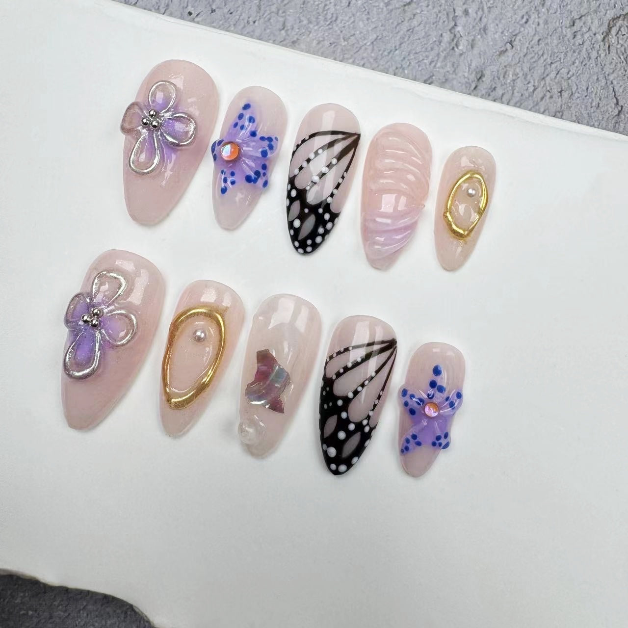 3D Nails/custom press on nails/party press on nails/Flakes for nails/wedding nails gift/Japanese nails/Long nails/Almond nails