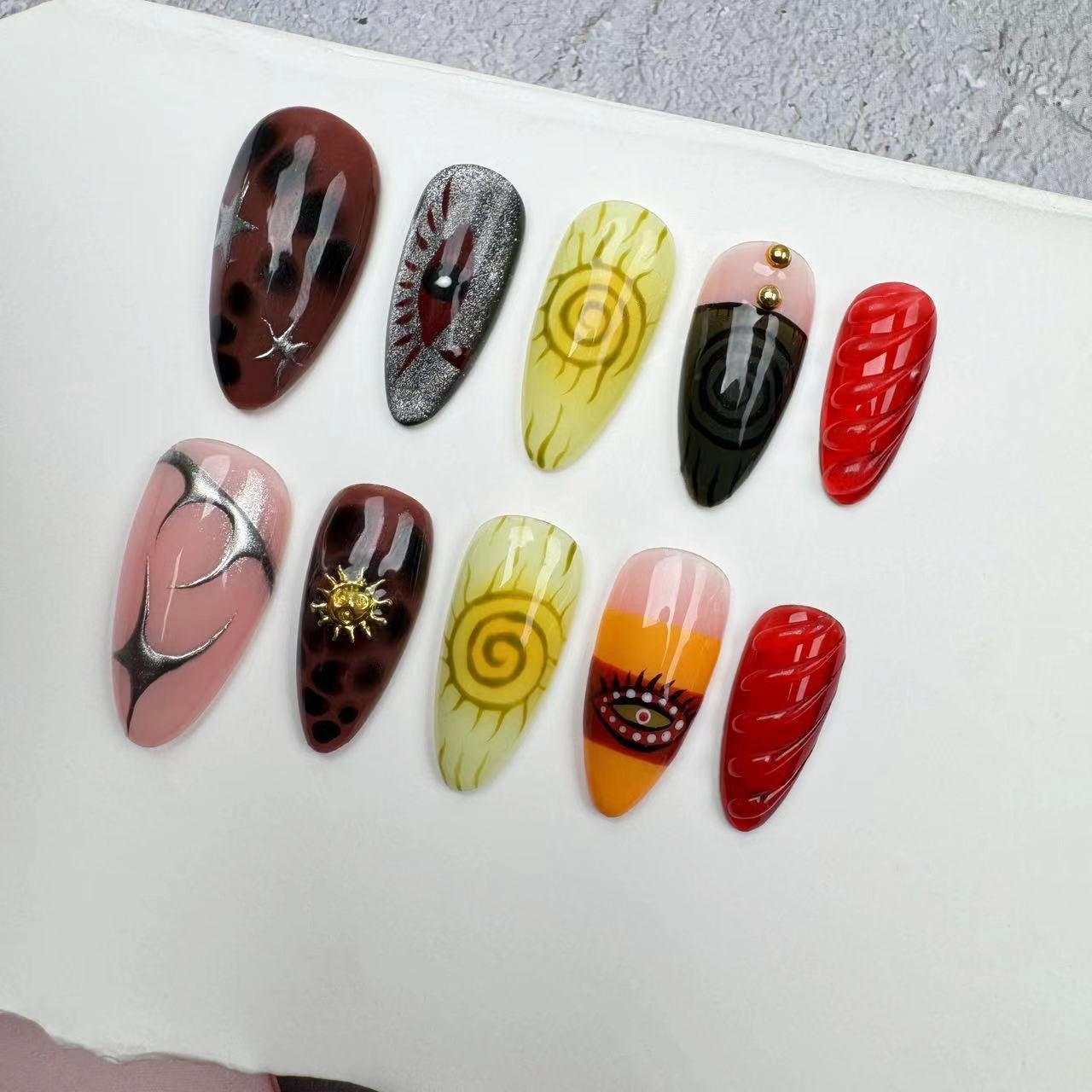 Handmade Nails/custom press on nails/party press on nails/Flakes for nails/wedding nails gift/Japanese nails/Long nails/Almond nails