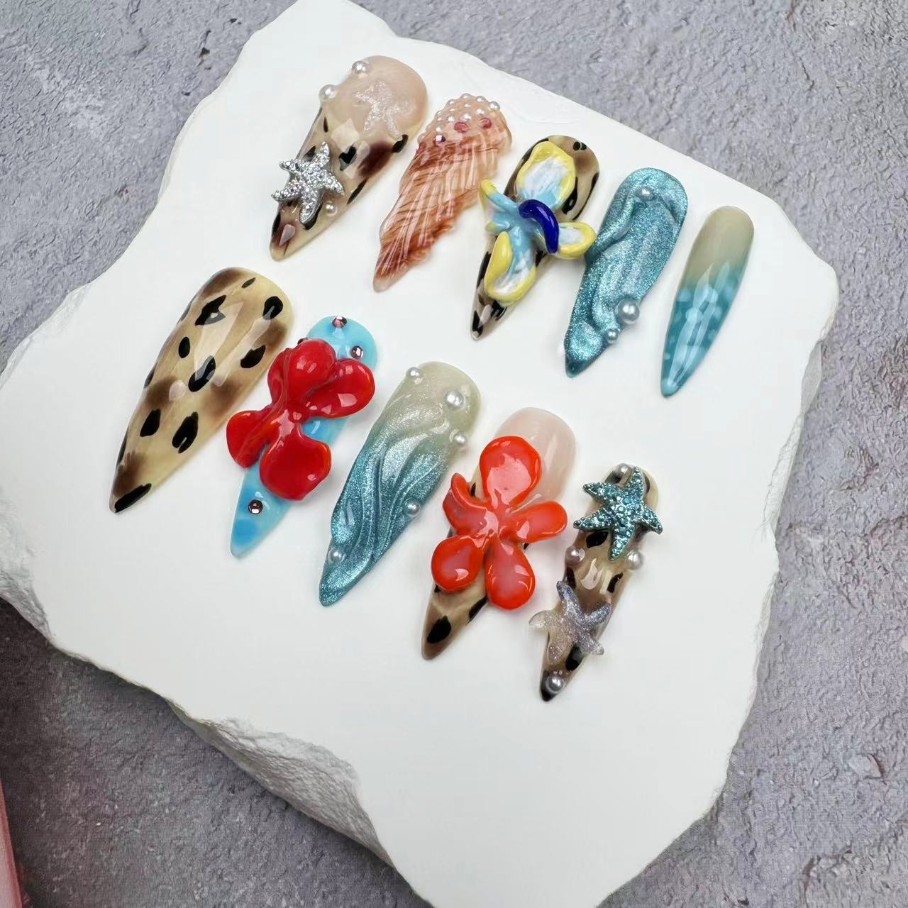 3D Nails/custom press on nails/party press on nails/Flakes for nails/wedding nails gift/Japanese nails/Long nails/Almond nails