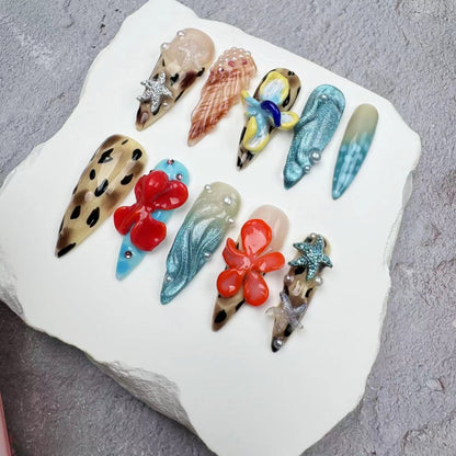 3D Nails/custom press on nails/party press on nails/Flakes for nails/wedding nails gift/Japanese nails/Long nails/Almond nails