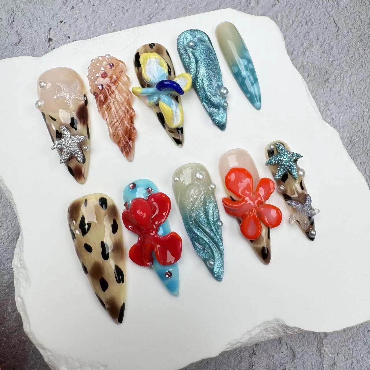 3D Nails/custom press on nails/party press on nails/Flakes for nails/wedding nails gift/Japanese nails/Long nails/Almond nails