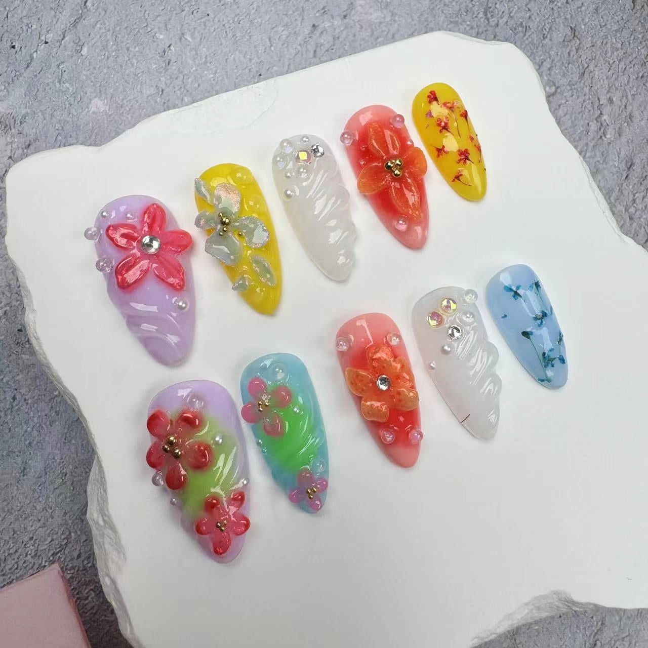 3D Nails/custom press on nails/party press on nails/Flakes for nails/wedding nails gift/Japanese nails/Long nails/Almond nails