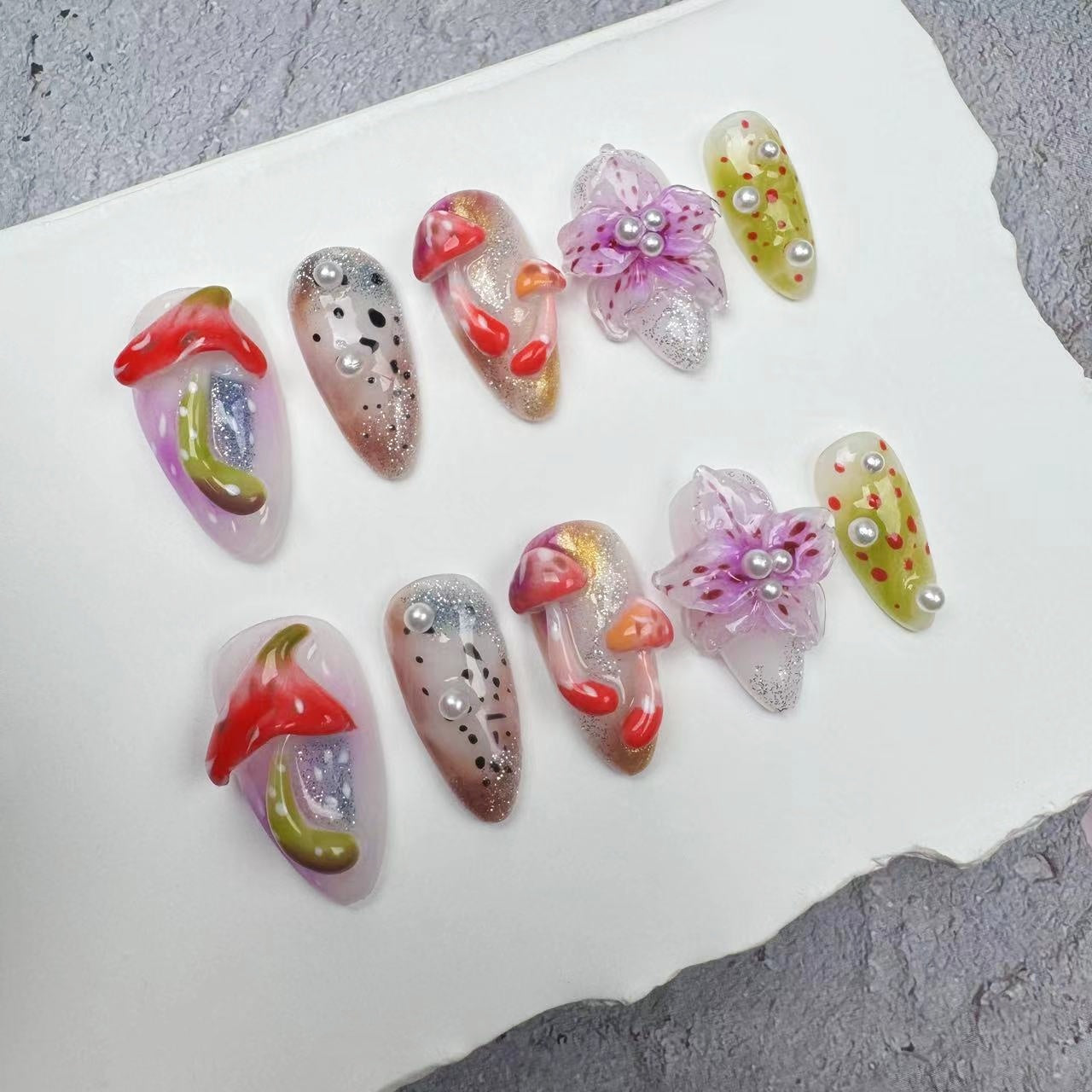 3D Nails/custom press on nails/party press on nails/Flakes for nails/wedding nails gift/Japanese nails/Long nails/Almond nails