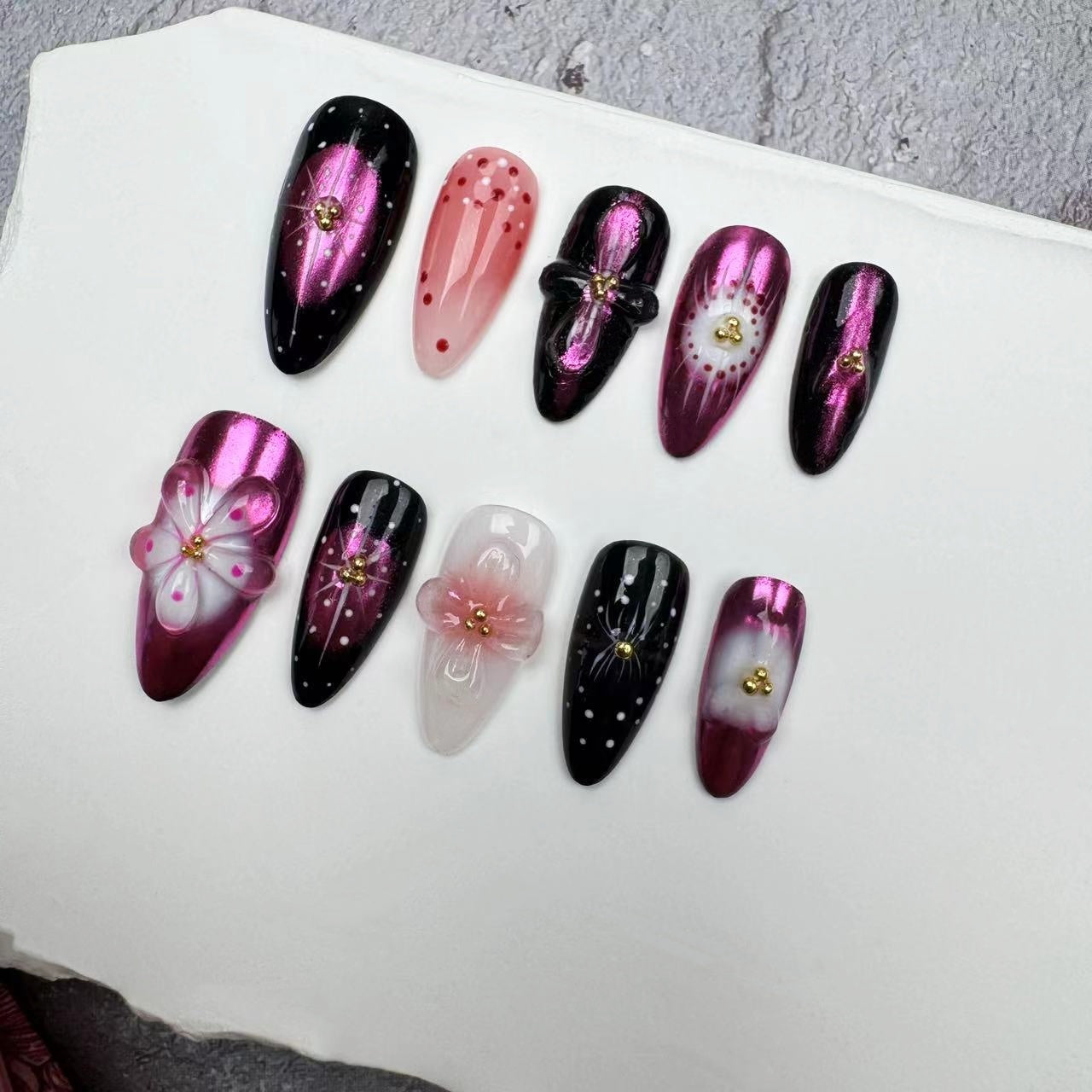 3D Nails/custom press on nails/party press on nails/Flakes for nails/wedding nails gift/Japanese nails/Long nails/Almond nails