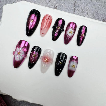 3D Nails/custom press on nails/party press on nails/Flakes for nails/wedding nails gift/Japanese nails/Long nails/Almond nails