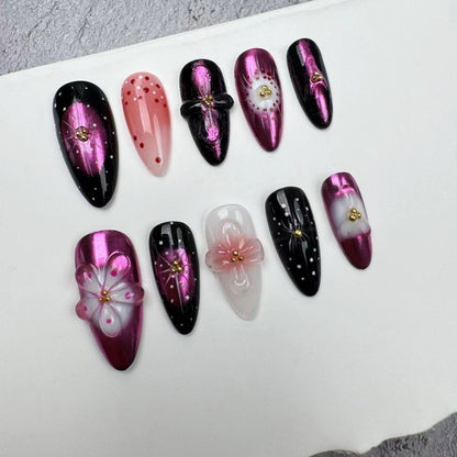 3D Nails/custom press on nails/party press on nails/Flakes for nails/wedding nails gift/Japanese nails/Long nails/Almond nails