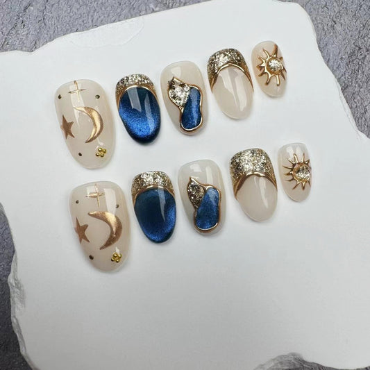 Handmade Nails/custom press on nails/party press on nails/Flakes for nails/wedding nails gift/Japanese nails/Long nails/Almond nails