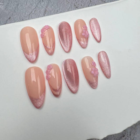 Handmade Nails/custom press on nails/party press on nails/Flakes for nails/wedding nails gift/Japanese nails/Long nails/Almond nails