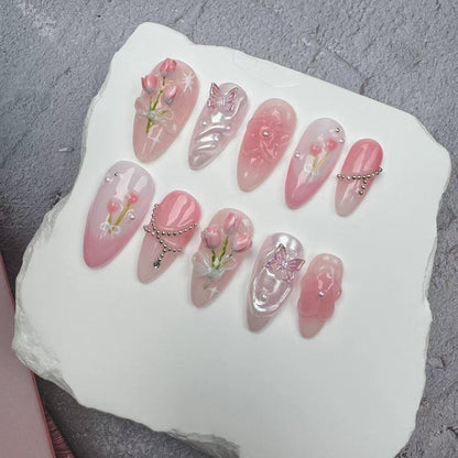 3D Nails/custom press on nails/party press on nails/Flakes for nails/wedding nails gift/Japanese nails/Long nails/Almond nails