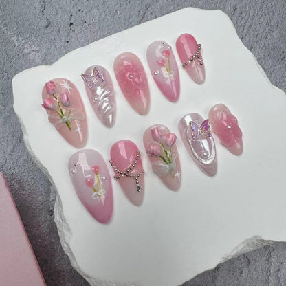 3D Nails/custom press on nails/party press on nails/Flakes for nails/wedding nails gift/Japanese nails/Long nails/Almond nails
