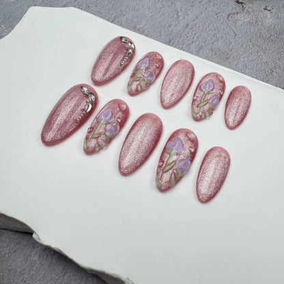 3D Nails/custom press on nails/party press on nails/Flakes for nails/wedding nails gift/Japanese nails/Long nails/Almond nails