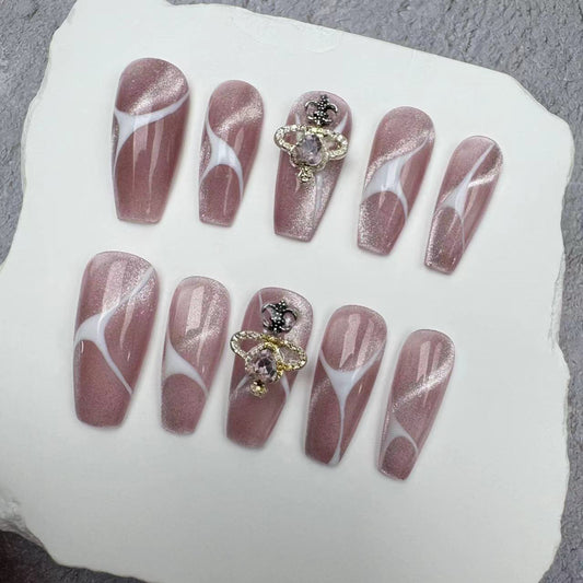 Handmade Nails/custom press on nails/party press on nails/Flakes for nails/wedding nails gift/Japanese nails/Long nails/Almond nails