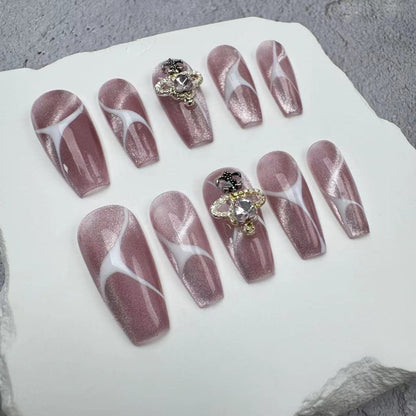 Handmade Nails/custom press on nails/party press on nails/Flakes for nails/wedding nails gift/Japanese nails/Long nails/Almond nails