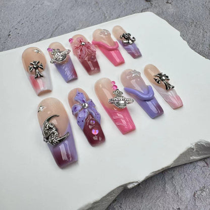 3D Nails/custom press on nails/party press on nails/Flakes for nails/wedding nails gift/Japanese nails/Long nails/Almond nails