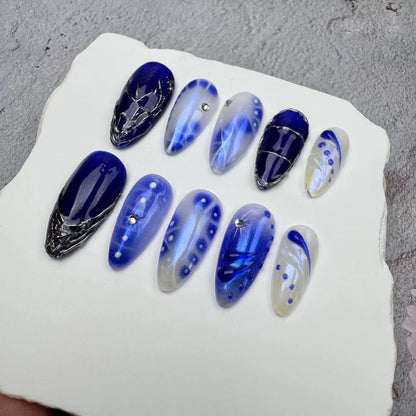 Handmade Nails/custom press on nails/party press on nails/Flakes for nails/wedding nails gift/Japanese nails/Long nails/Almond nails