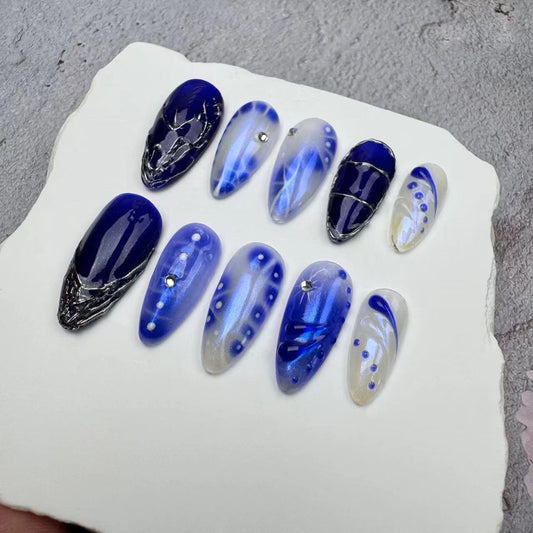 Handmade Nails/custom press on nails/party press on nails/Flakes for nails/wedding nails gift/Japanese nails/Long nails/Almond nails