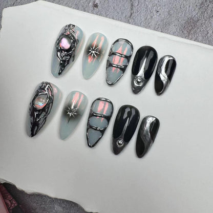 Handmade Nails/custom press on nails/party press on nails/Flakes for nails/wedding nails gift/Japanese nails/Long nails/Almond nails