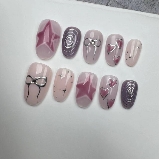 Handmade Nails/custom press on nails/party press on nails/Flakes for nails/wedding nails gift/Japanese nails/Long nails/Almond nails