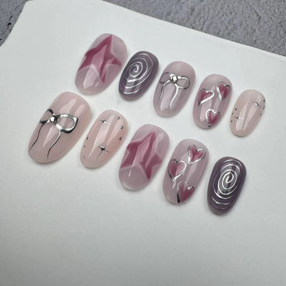 Handmade Nails/custom press on nails/party press on nails/Flakes for nails/wedding nails gift/Japanese nails/Long nails/Almond nails