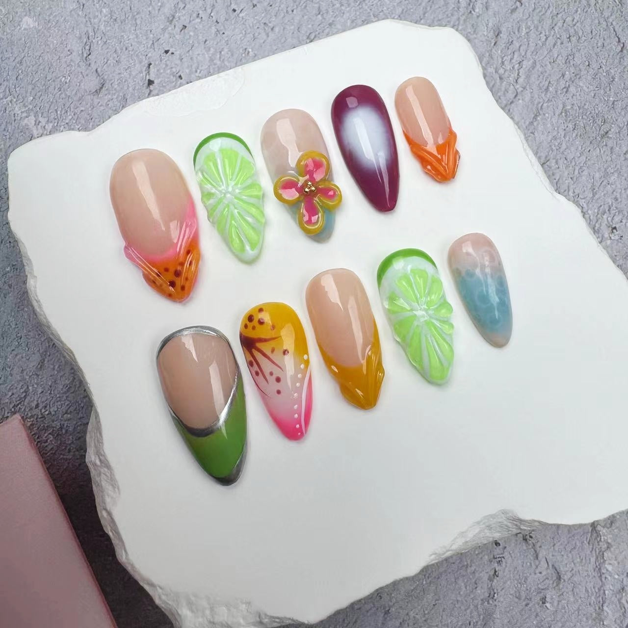 3D Nails/custom press on nails/party press on nails/Flakes for nails/wedding nails gift/Japanese nails/Long nails/Almond nails