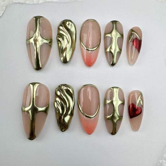 Handmade nails/custom press on nails/party press on nails/Flakes for nails/Beautiful nails gift/nail art/Long nails/Almond nails