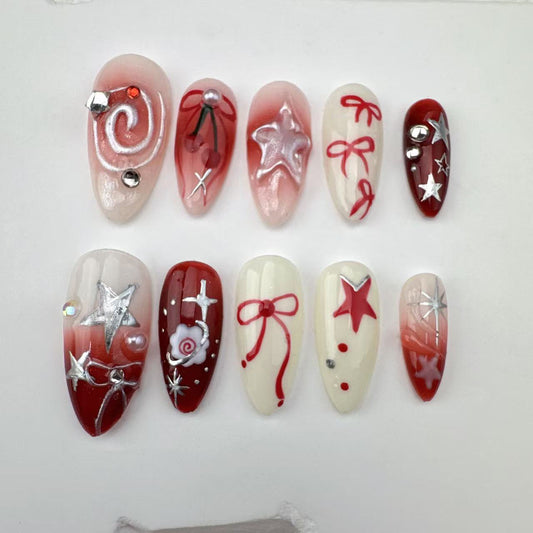 Handmade nails/custom press on nails/party press on nails/Flakes for nails/Beautiful nails gift/nail art/Long nails/Almond nails
