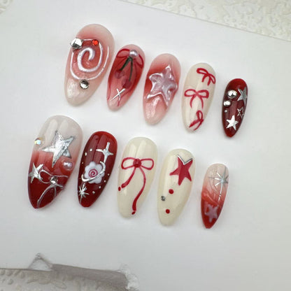Handmade nails/custom press on nails/party press on nails/Flakes for nails/Beautiful nails gift/nail art/Long nails/Almond nails