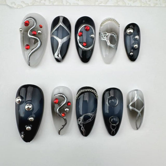 Handmade nails/custom press on nails/party press on nails/Flakes for nails/Beautiful nails gift/nail art/Long nails/Almond nails