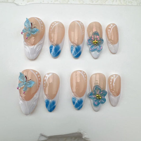 3D nails/custom press on nails/party press on nails/Flakes for nails/Beautiful nails gift/nail art/Long nails/Almond nails