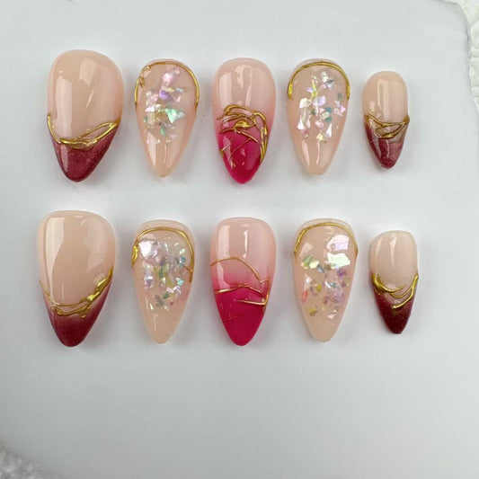 Handmade nails/custom press on nails/party press on nails/Flakes for nails/Beautiful nails gift/nail art/Long nails/Almond nails