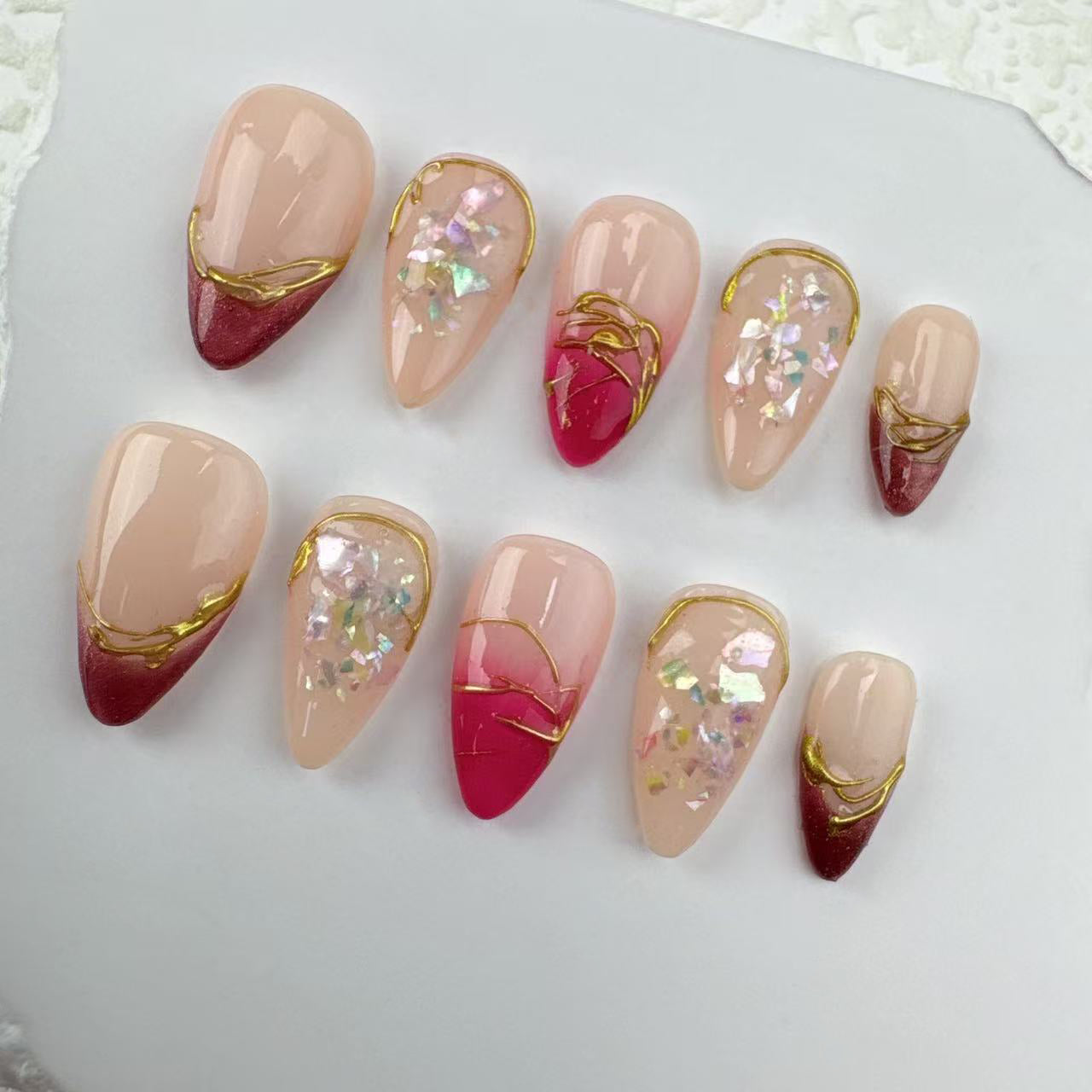 Handmade nails/custom press on nails/party press on nails/Flakes for nails/Beautiful nails gift/nail art/Long nails/Almond nails