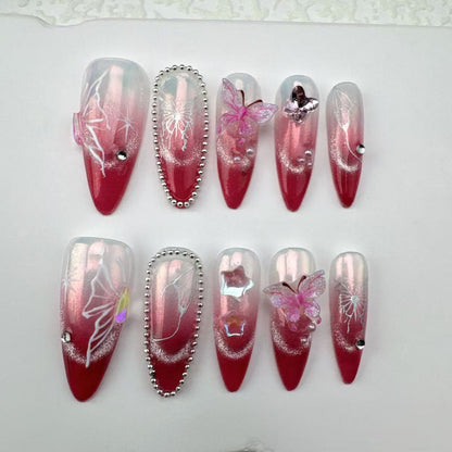 3D nails/custom press on nails/party press on nails/Flakes for nails/Beautiful nails gift/nail art/Long nails/Almond nails-35