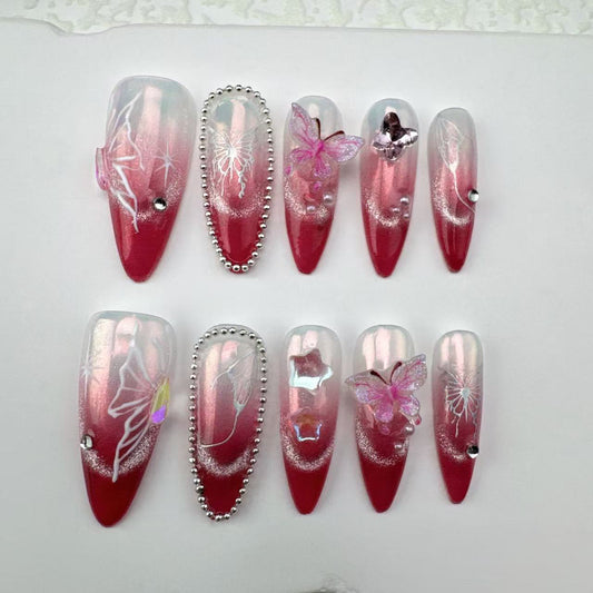 3D nails/custom press on nails/party press on nails/Flakes for nails/Beautiful nails gift/nail art/Long nails/Almond nails-35