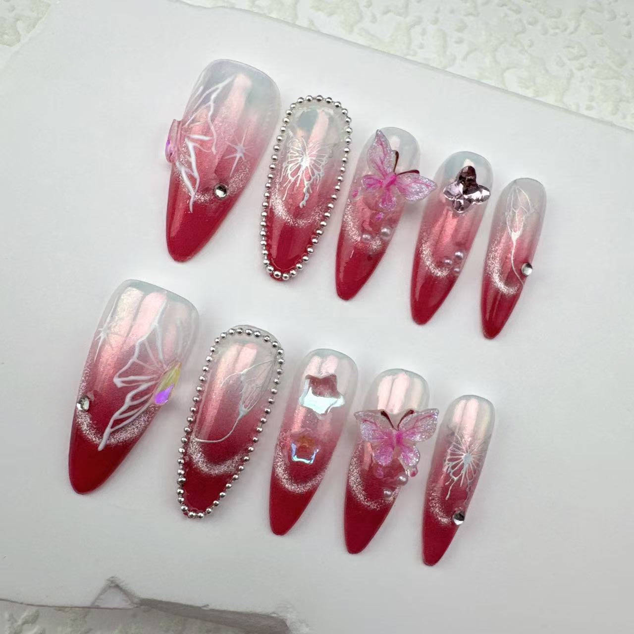 3D nails/custom press on nails/party press on nails/Flakes for nails/Beautiful nails gift/nail art/Long nails/Almond nails-35