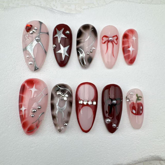 Handmade nails/custom press on nails/party press on nails/Flakes for nails/Beautiful nails gift/nail art/Long nails/Almond nails