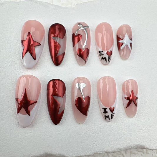 Handmade nails/custom press on nails/party press on nails/Flakes for nails/Beautiful nails gift/nail art/Long nails/Almond nails