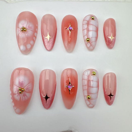 handmade Nails/custom press on nails/party press on nails/Flakes for nails/Beautiful nails gift/nail art/Long nails/Almond nails
