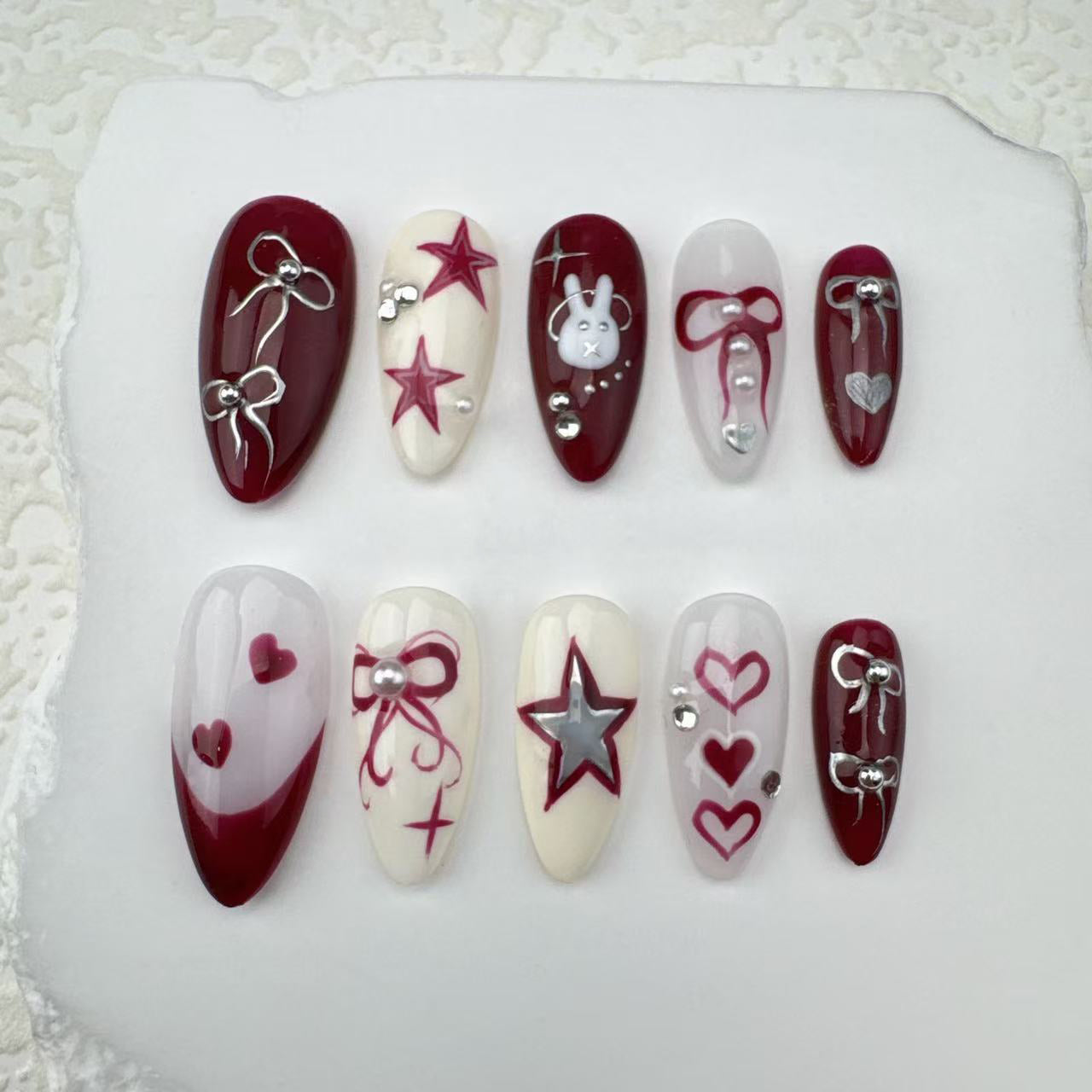 Handmade nails/custom press on nails/party press on nails/Flakes for nails/Beautiful nails gift/nail art/Long nails/Almond nails