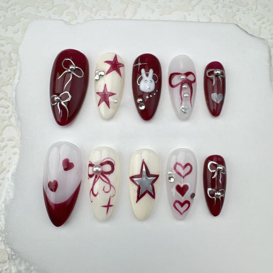 Handmade nails/custom press on nails/party press on nails/Flakes for nails/Beautiful nails gift/nail art/Long nails/Almond nails