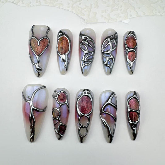 Handmade nails/custom press on nails/party press on nails/Flakes for nails/Beautiful nails gift/nail art/Long nails/Almond nails