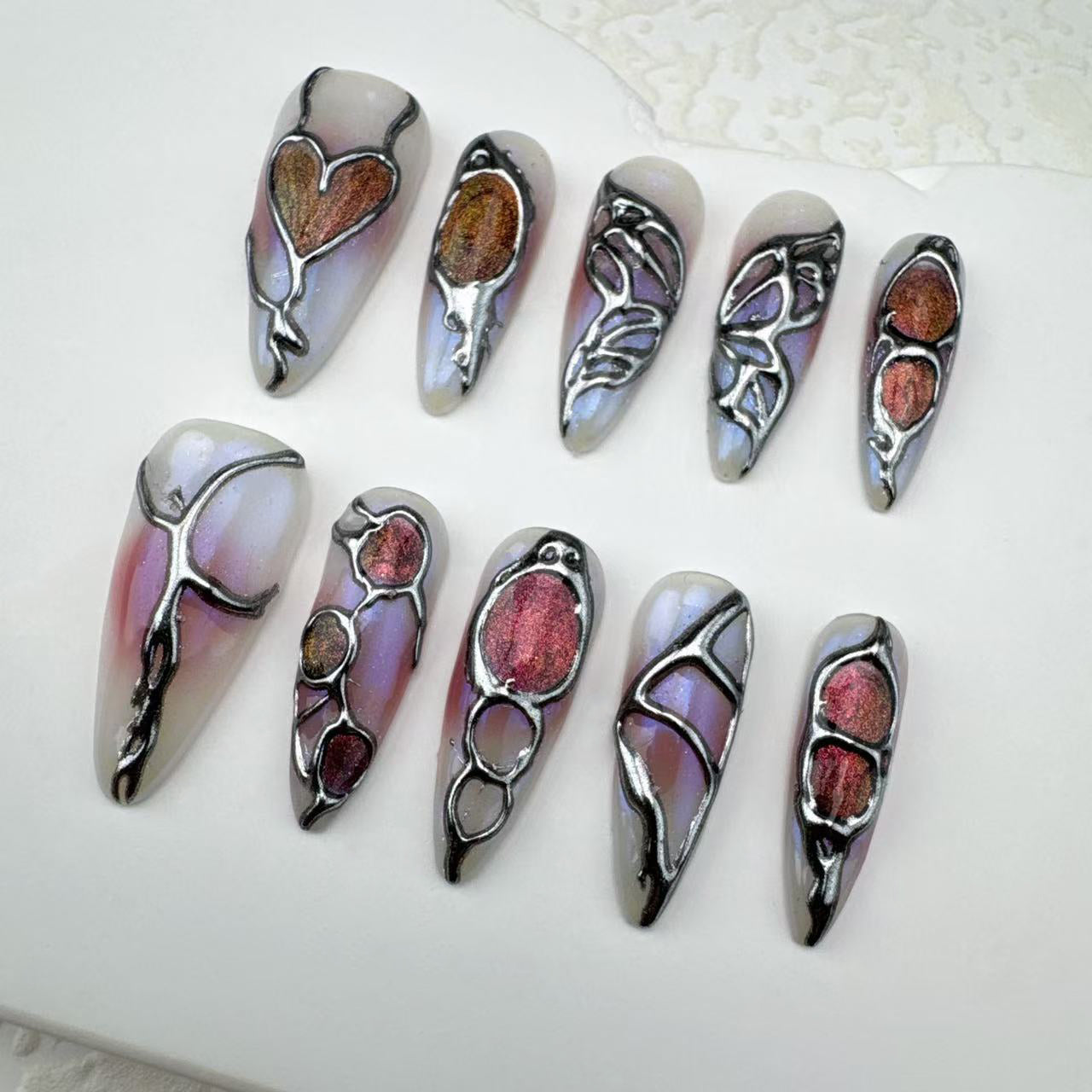Handmade nails/custom press on nails/party press on nails/Flakes for nails/Beautiful nails gift/nail art/Long nails/Almond nails