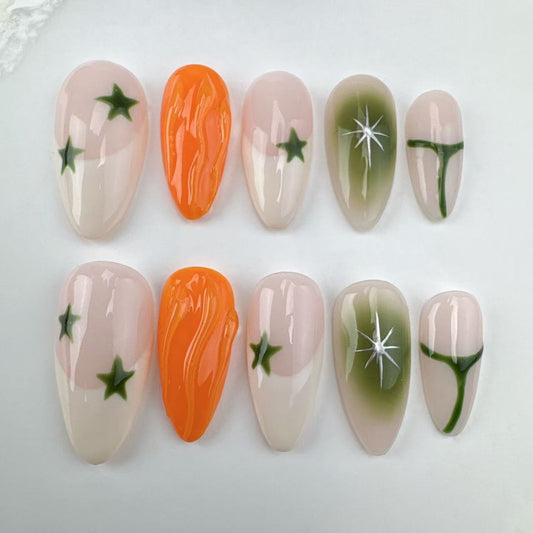 Handmade nails/custom press on nails/party press on nails/Flakes for nails/Beautiful nails gift/nail art/Long nails/Almond nails