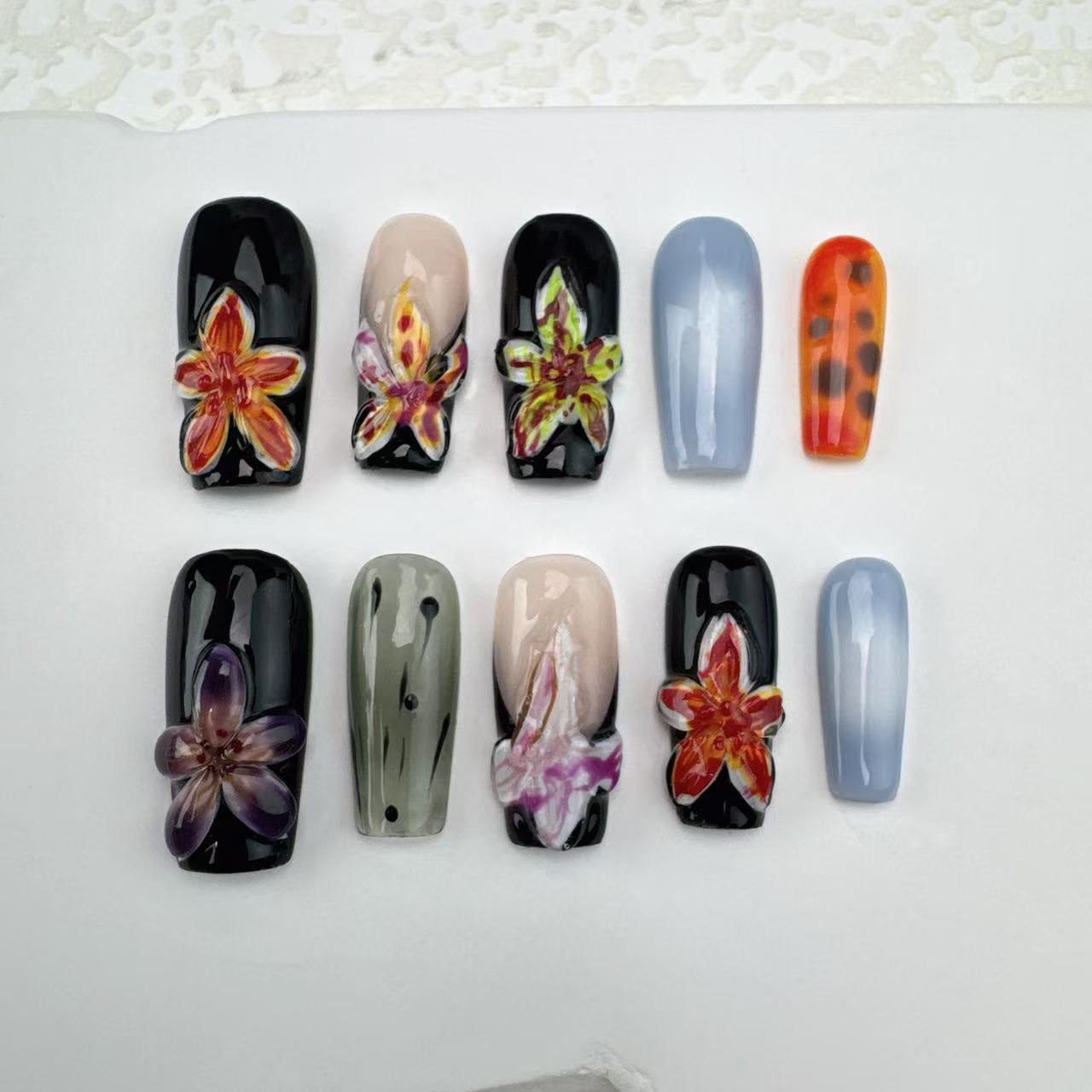 3D Flower nails/custom press on nails/party press on nails/Flakes for nails/Beautiful nails gift/nail art/Long nails/Almond nails-14