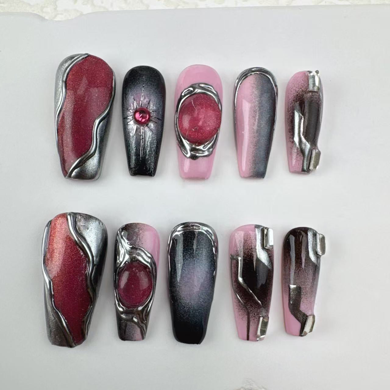 Handmade nails/custom press on nails/party press on nails/Flakes for nails/Beautiful nails gift/nail art/Long nails/Almond nails