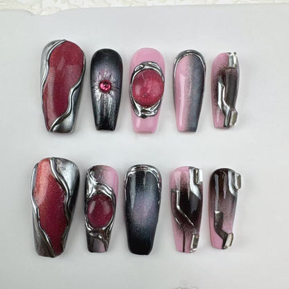 Handmade nails/custom press on nails/party press on nails/Flakes for nails/Beautiful nails gift/nail art/Long nails/Almond nails