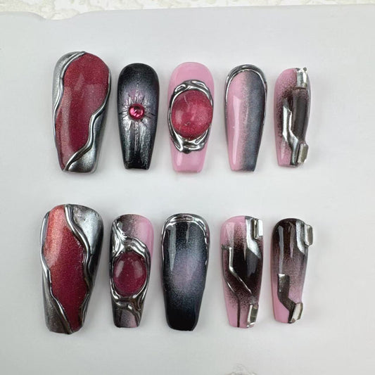 Handmade nails/custom press on nails/party press on nails/Flakes for nails/Beautiful nails gift/nail art/Long nails/Almond nails