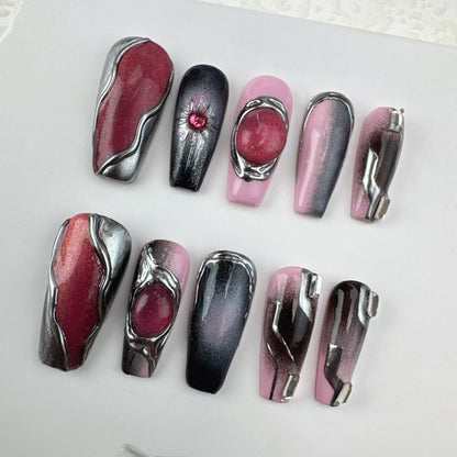 Handmade nails/custom press on nails/party press on nails/Flakes for nails/Beautiful nails gift/nail art/Long nails/Almond nails