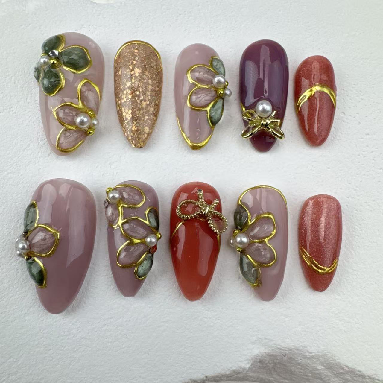 3D nails/custom press on nails/party press on nails/Flakes for nails/Beautiful nails gift/nail art/Long nails/Almond nails-2